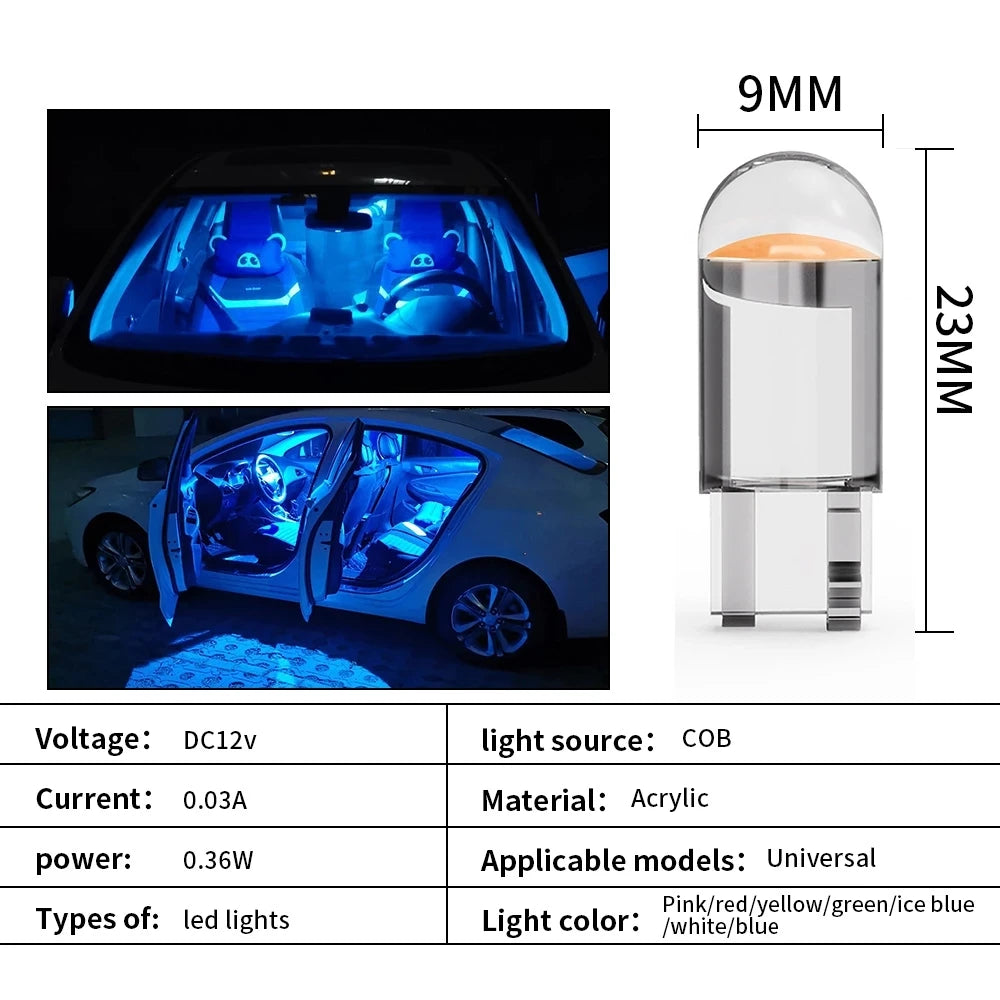 Crystal COB Led Car Light White Automobile License Plate Lamp 