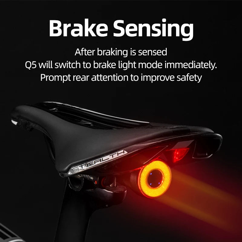 ROCKBROS bicicleta inteligente Auto freno detección luz IPx6 impermeable LED carga ciclismo luz trasera bicicleta luz trasera accesorios Q5