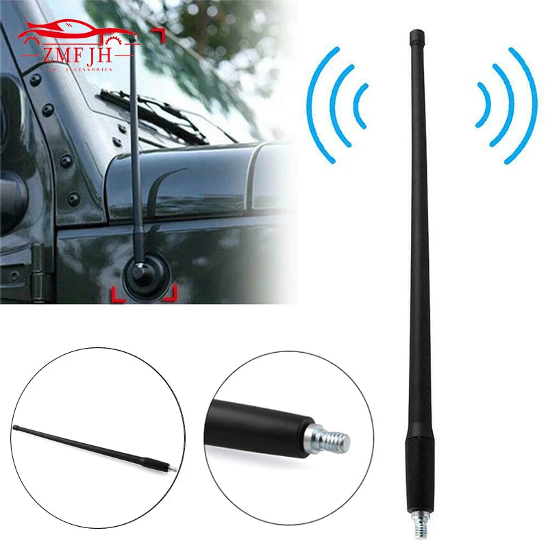 AM FM Radio reflex antenna for Jeep Wrangler, 13", JK JL 2007, 2008, 200 