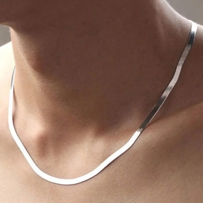 Collar de plata de ley 925 con hoja fina de 4MM para hombre y mujer, joyería de lujo para boda, fiesta, regalos de vacaciones