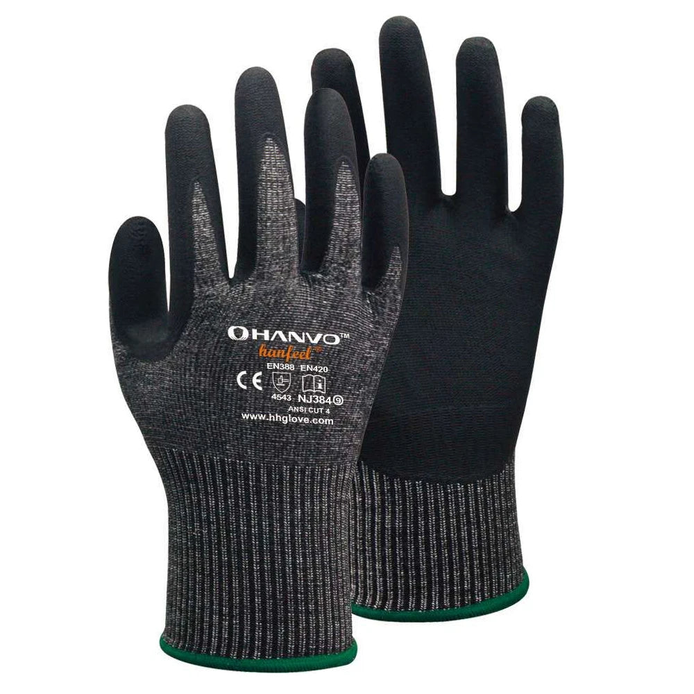 ANSI A4 Anti Cut Work Glove Micro Foam Nitrile HPPE Maxi High f 