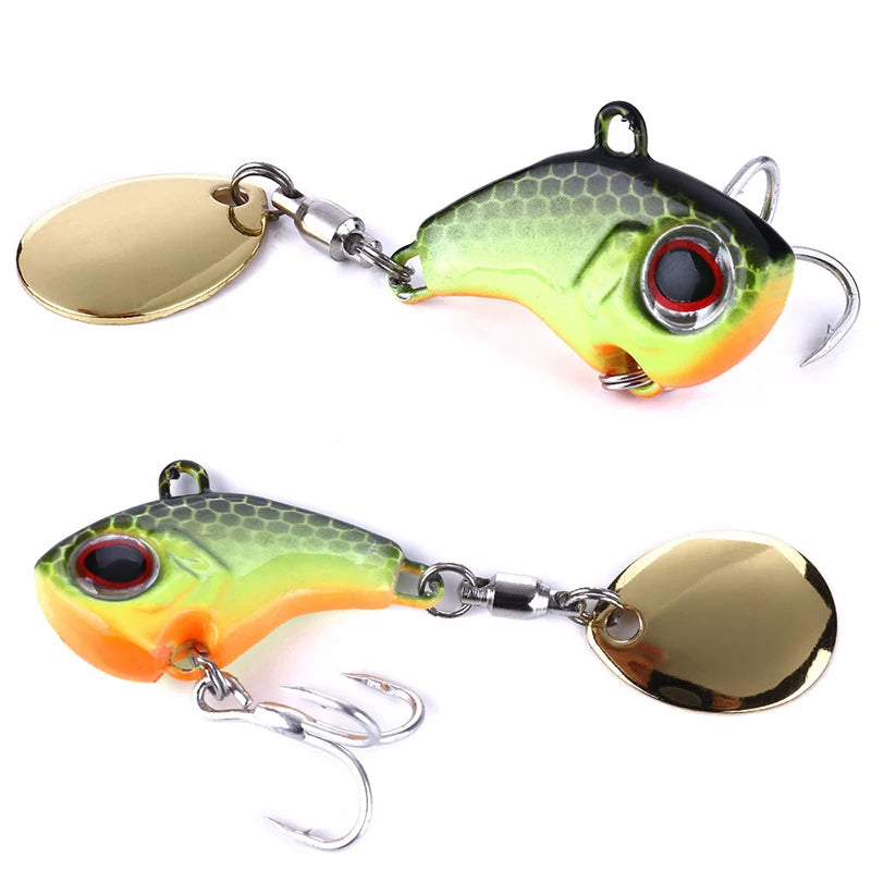 Metal Spinner Fishing Lures Pair Vibration Spinner Hooks Fishing Lures 