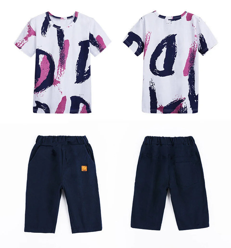 Boys Summer Clothing Set Short Sleeve Shirt and Shorts 