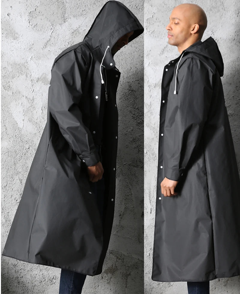 Adult Waterproof Long Raincoat Outdoor Hooded Rain Coat 