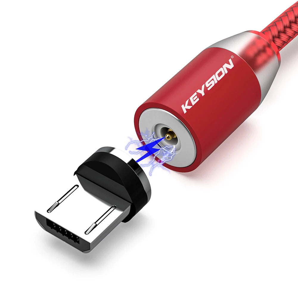 KEYSION-Cable USB magnético LED de carga rápida tipo C, cargador magnético de datos, Cable Micro USB, Cable USB para teléfono móvil