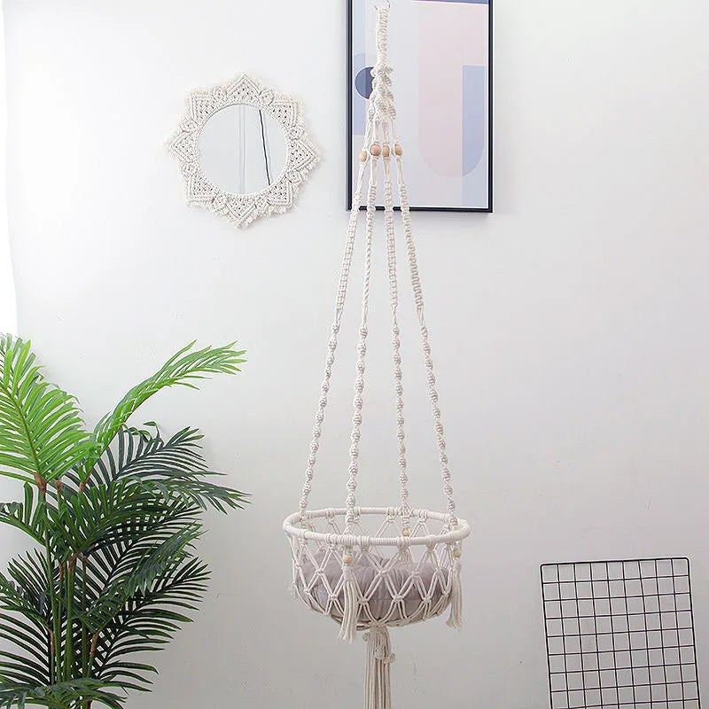 Hand-Woven Pet Hanging Hammock Cat Bed Swing Hanging Beds