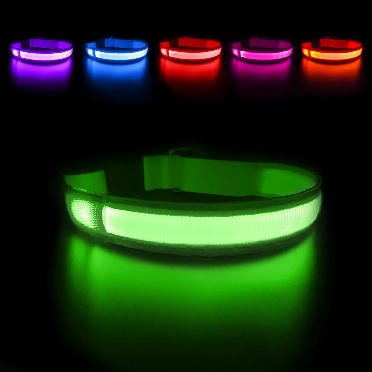 MASBRILL Dog Collar Adjustable Tactical Dogs Collars Pet Luminous Flashing Collar