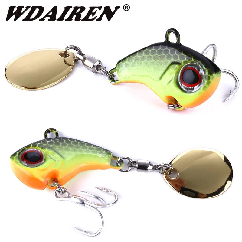 Metal Spinner Fishing Lures Pair Vibration Spinner Hooks Fishing Lures 