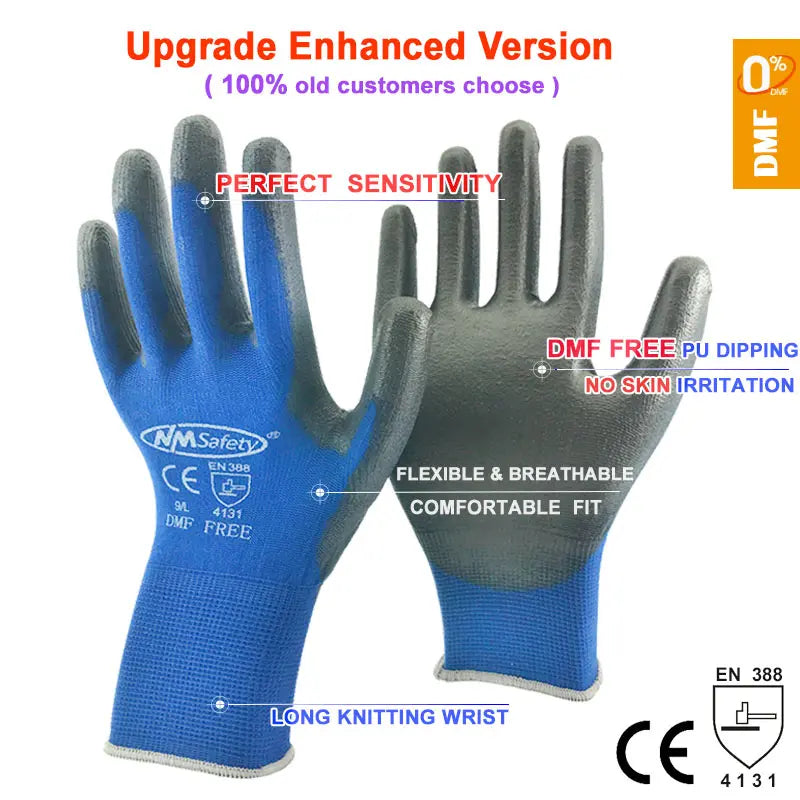 12 Pairs NMSAFETY Men's Safety Work Gloves Nylon Work Gloves 