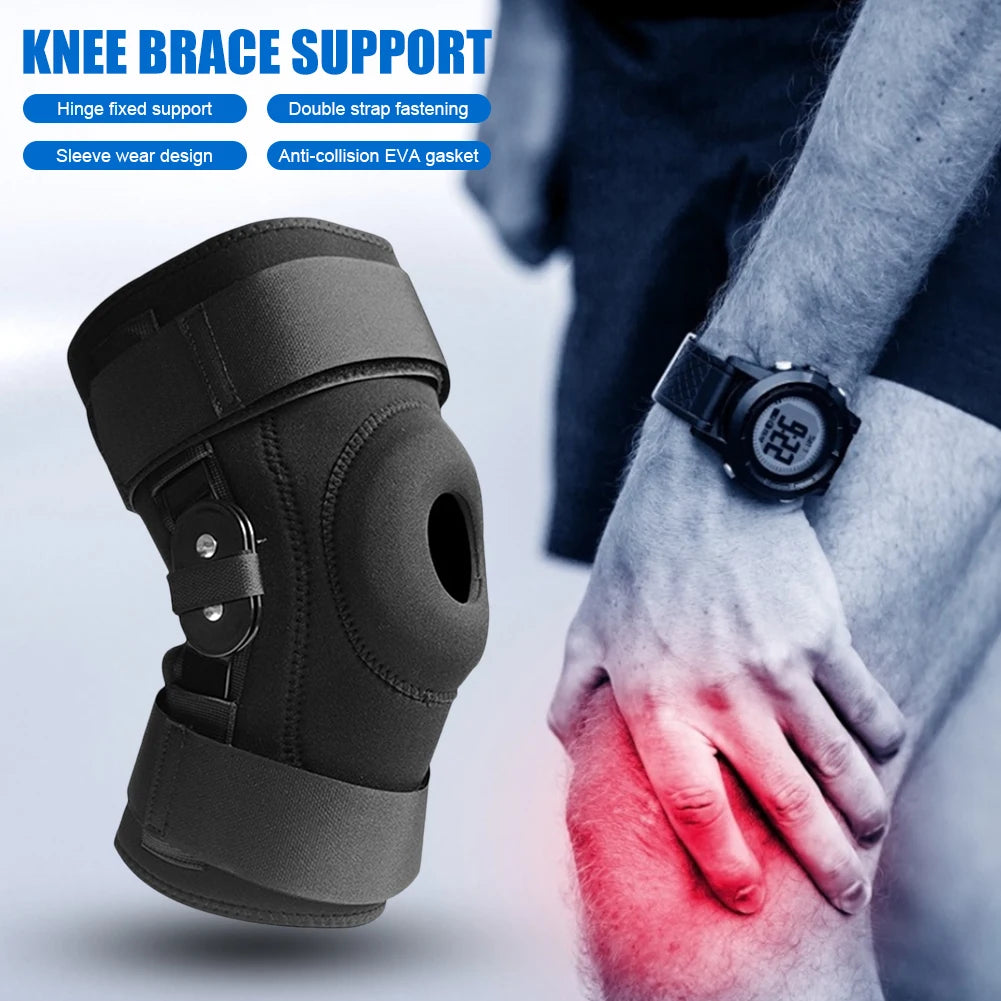 Hinged Knee Brace Lateral Patella Stabilizer Support with Strap, Alm 