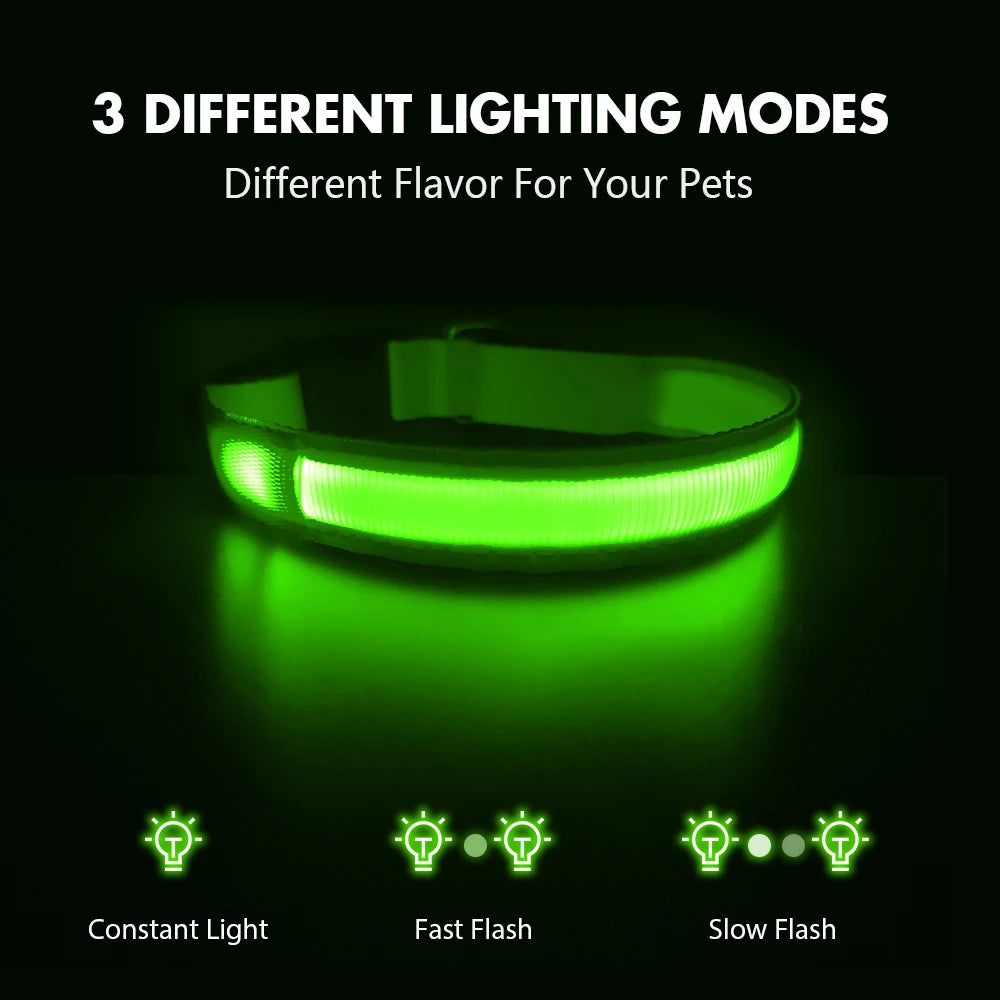 MASBRILL Dog Collar Adjustable Tactical Dogs Collars Pet Luminous Flashing Collar