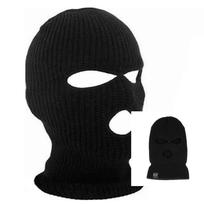 3 Holes Motorcycle Mask Black Balaclava Knitted Hat