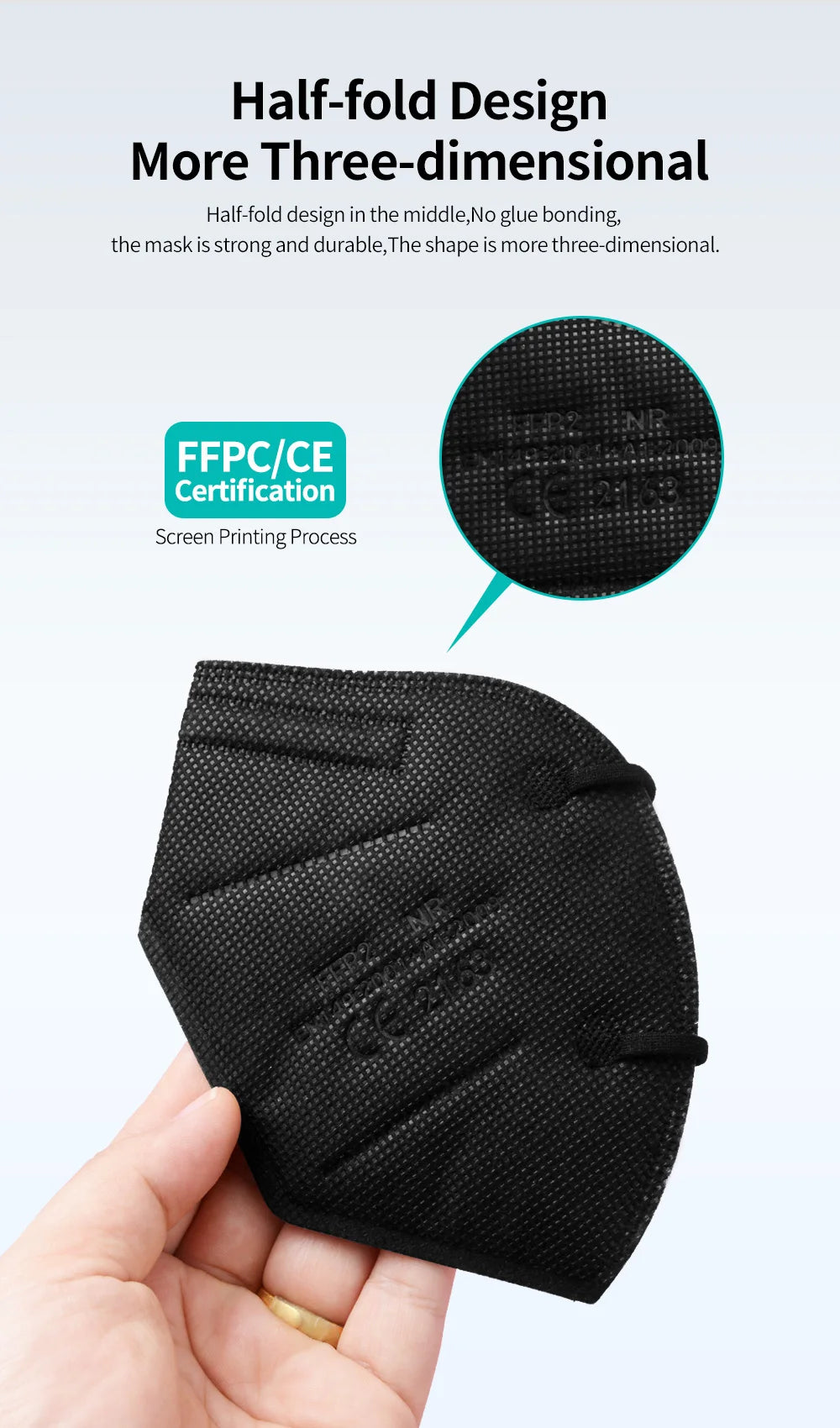 Mascarillas FFP2 KN95 para adulto, máscara de protección de seguridad de 5 cap