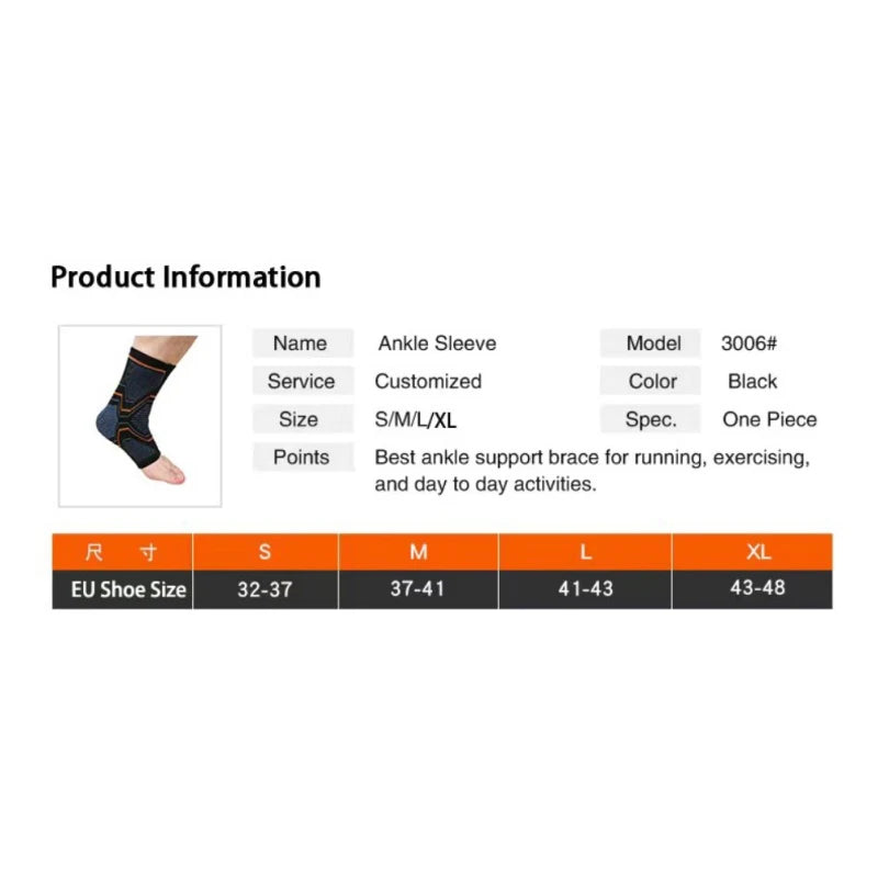 1 Piece Breathable Compression Ankle Brace for Injury Recovery,c 