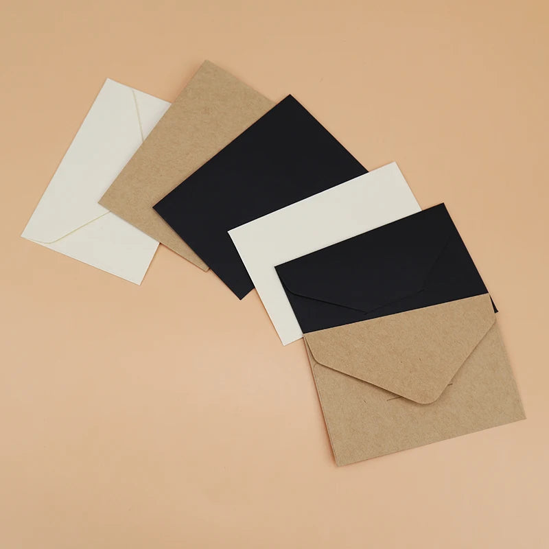 Classic Black and White Mini Kraft Paper Window Envelopes Wedding Envelopes 