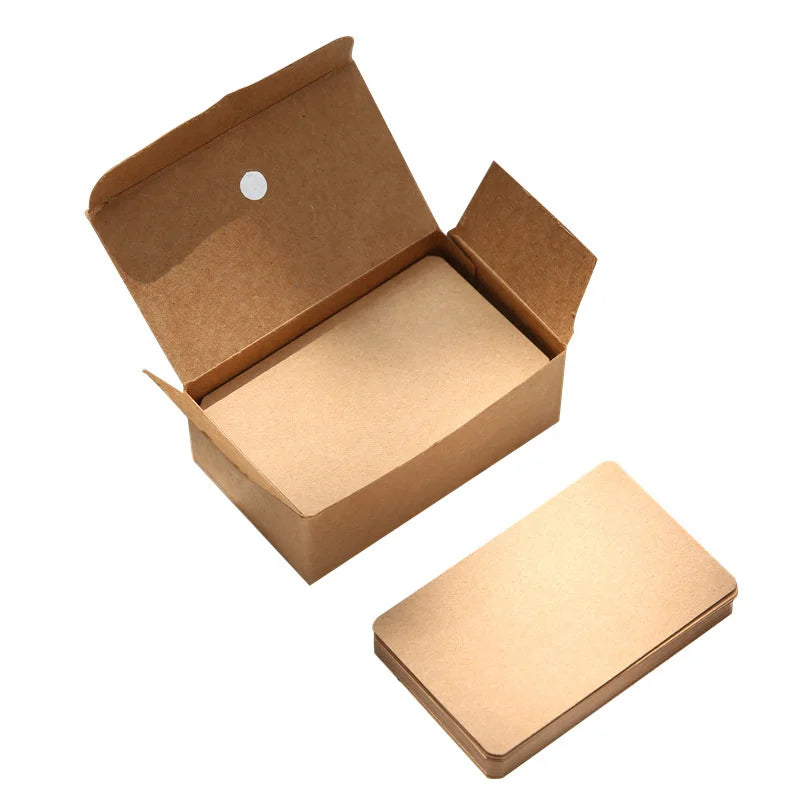 Caja de tarjetas de Papel Kraft de color blanco, tarjetas de visita, mensaje de