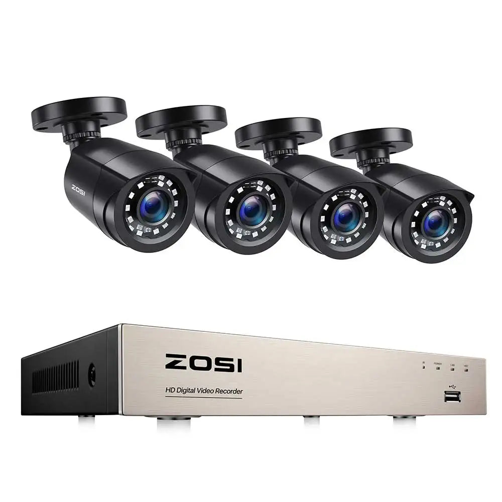 ZOSI-Sistema de videovigilancia CCTV para exteriores, videocámara de seguridad con 8 canales, 1080P, 5MP, Lite, DVR, 2/4/6/8 piezas, 2MP, con cable, día/noche