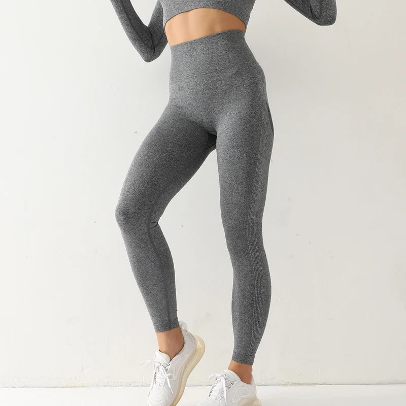 Mallas deportivas sin costuras para mujer, Leggings de cintura alta, elásticos,