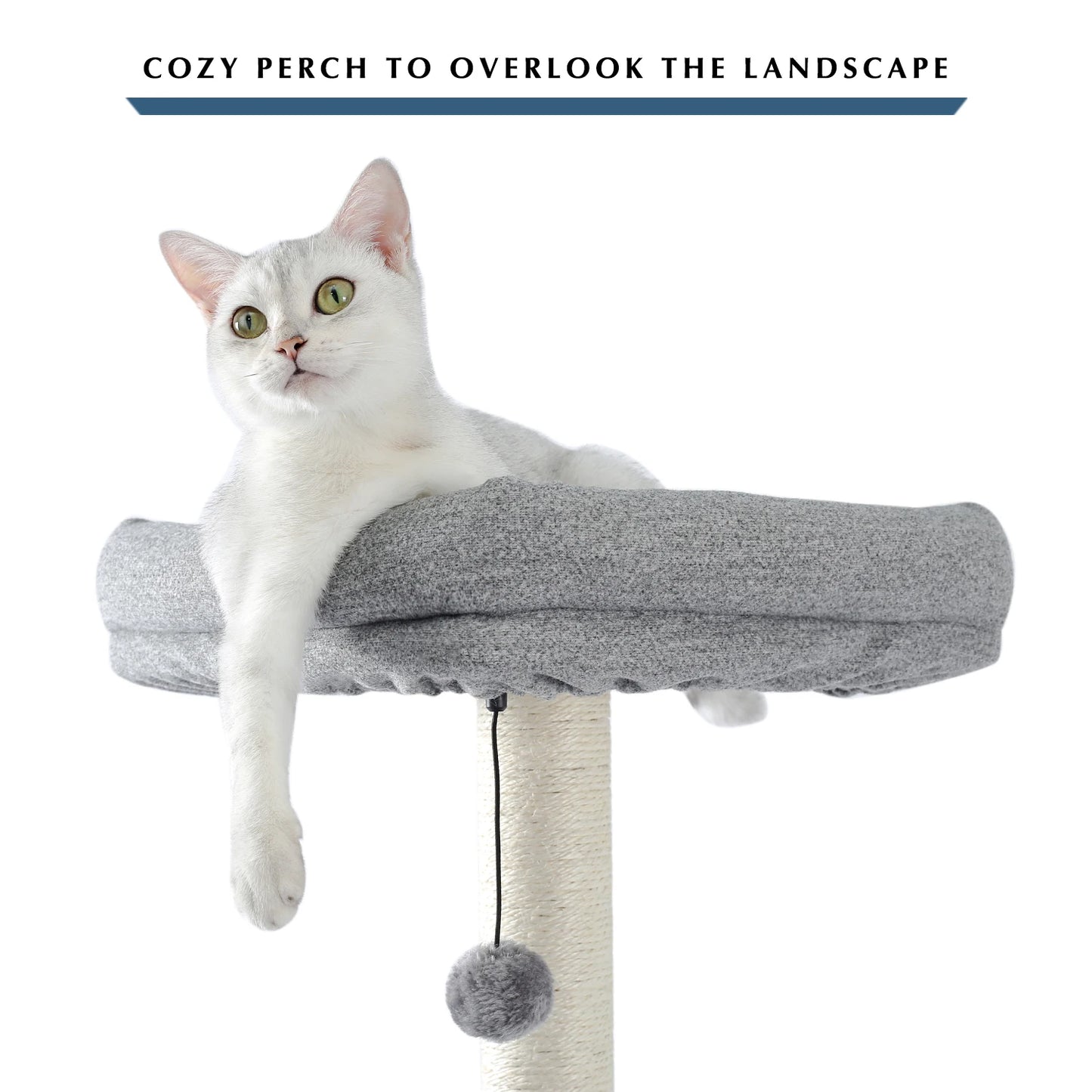 Deluxe Cat Tree Tower with Cabinet, Wooden Adjustable Height, Verti from Floor to Ceiling