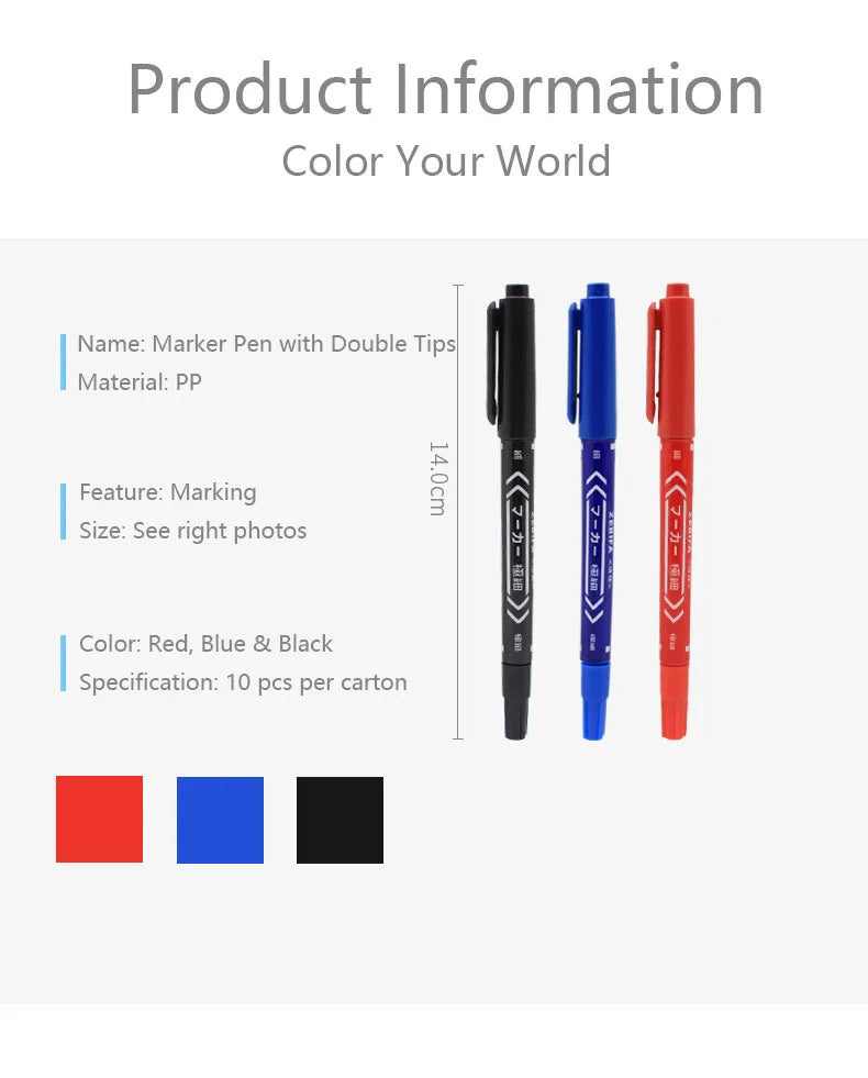 Double-sided waterproof permanent marker pens, double-sided marker pens co