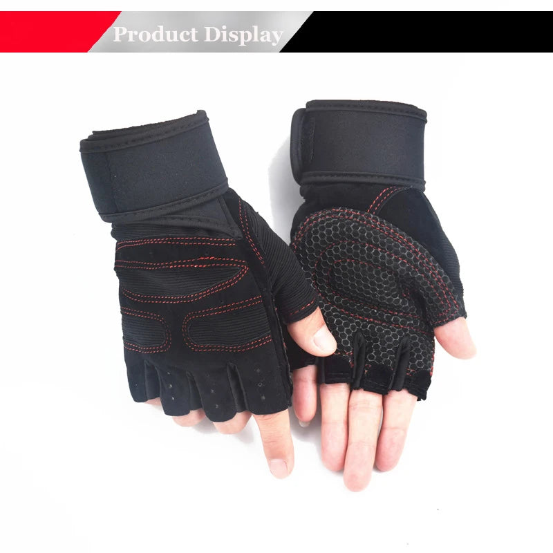 Guantes de medio dedo antideslizantes para hombre y mujer, manoplas transpirable