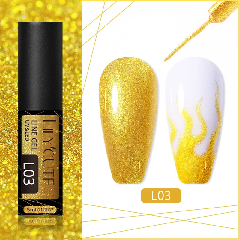 LILYCUTE-esmalte de uñas de Gel UV brillante, pintura de uñas semipermanente francesa, brillante, dorado champán, 5ML