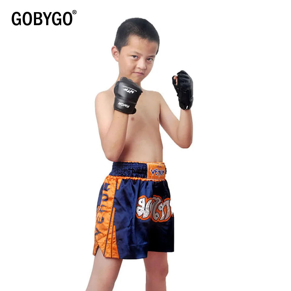 GOBYGO-guantes de boxeo de medio dedo para niños, Protector de manos de cuero PU para entrenamiento de boxeo, Fitness, Taekwondo