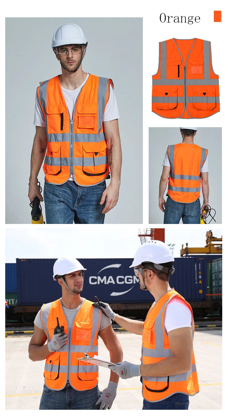 SFVest-Chaleco de seguridad reflectante de alta visibilidad para hombre, ropa de