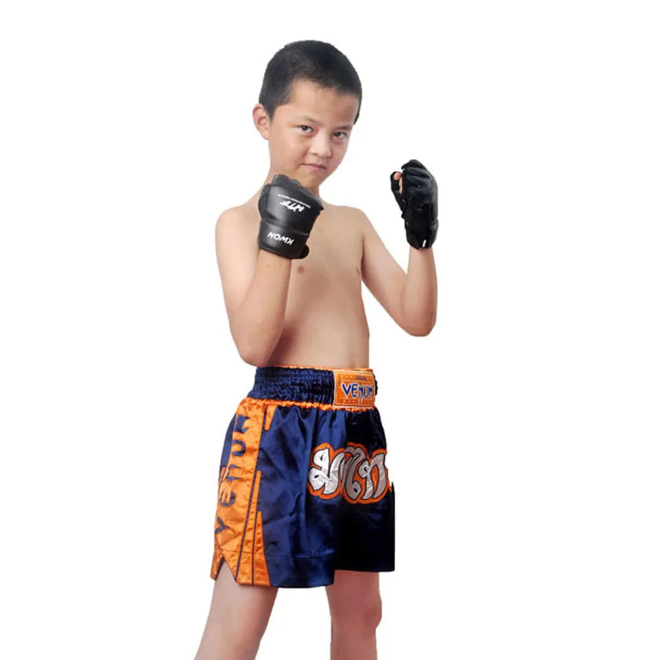 GOBYGO-guantes de boxeo de medio dedo para niños, Protector de manos de cuero PU para entrenamiento de boxeo, Fitness, Taekwondo