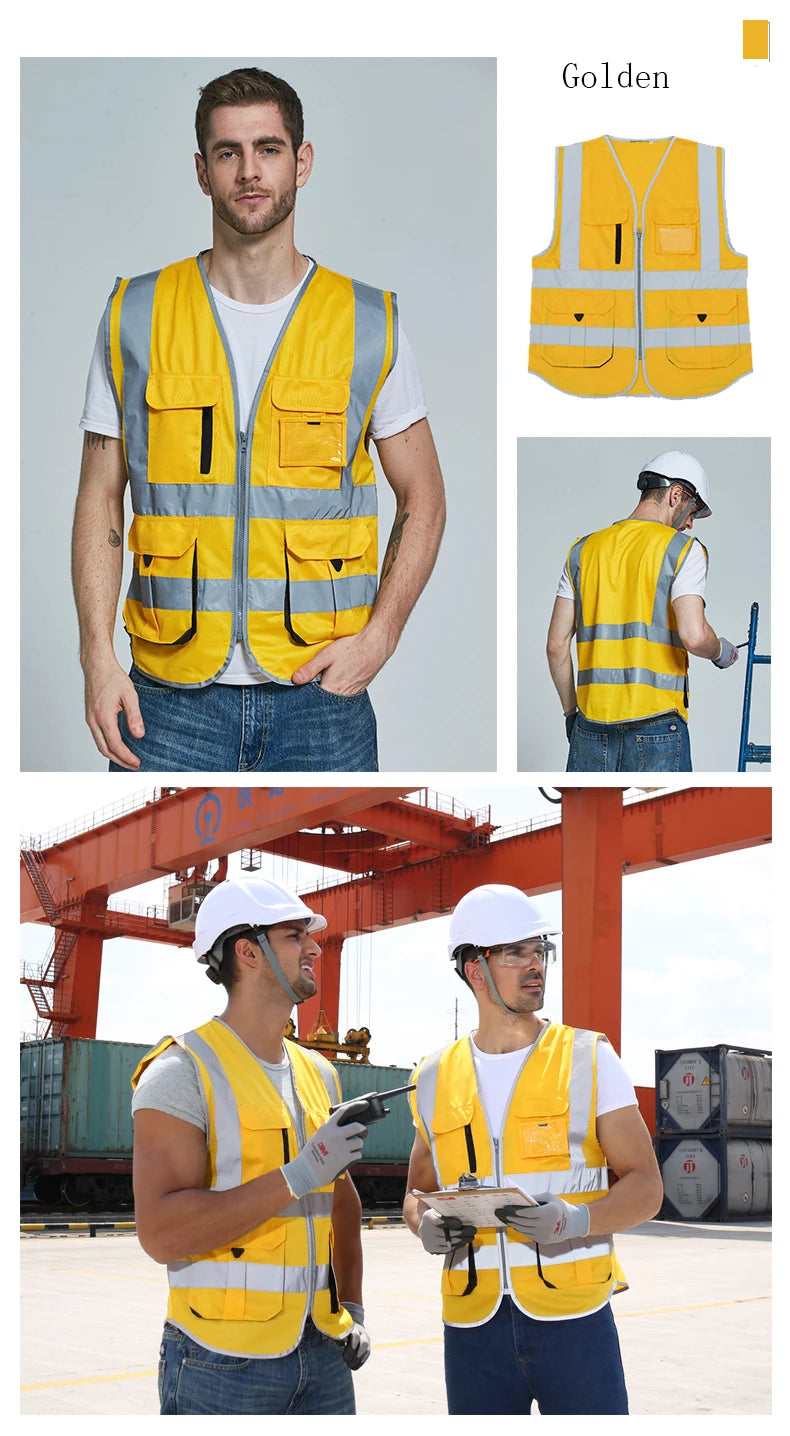 SFVest-Chaleco de seguridad reflectante de alta visibilidad para hombre, ropa de