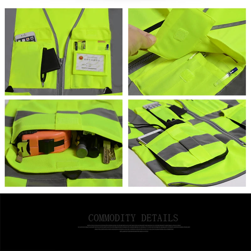 SFVest-Chaleco de seguridad reflectante de alta visibilidad para hombre, ropa de