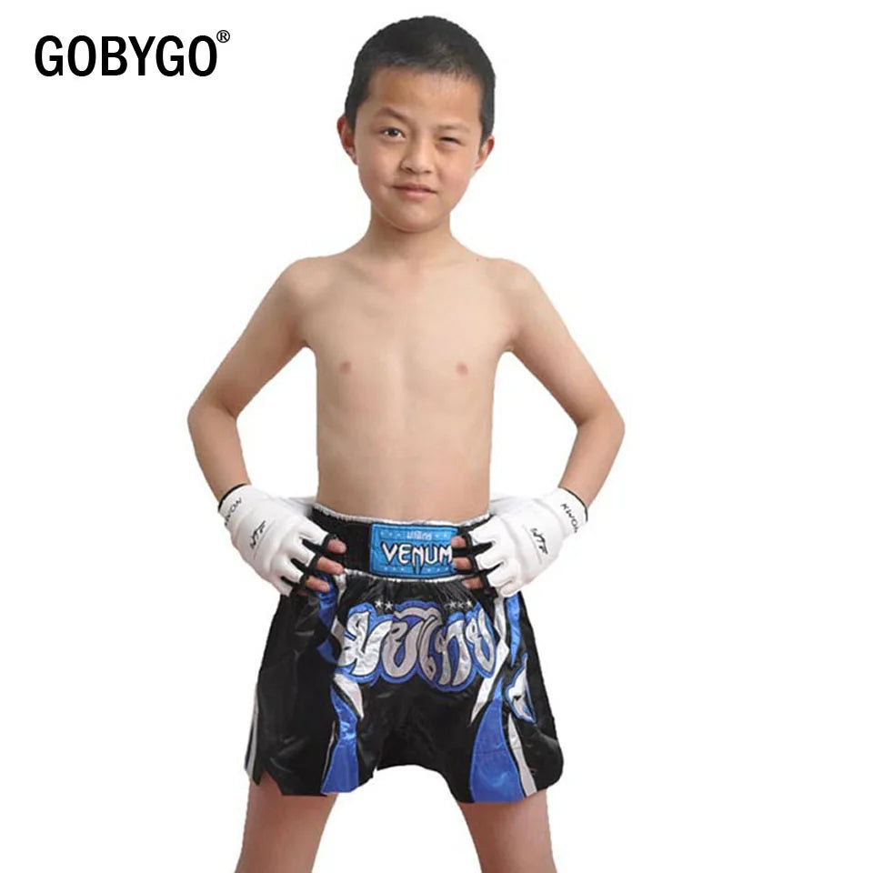 GOBYGO-guantes de boxeo de medio dedo para niños, Protector de manos de cuero PU para entrenamiento de boxeo, Fitness, Taekwondo