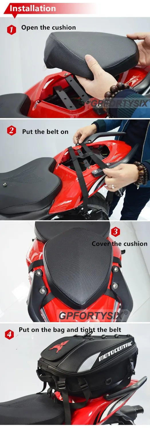 Bolsas para asiento trasero de motocicleta, mochila impermeable multifuncional p