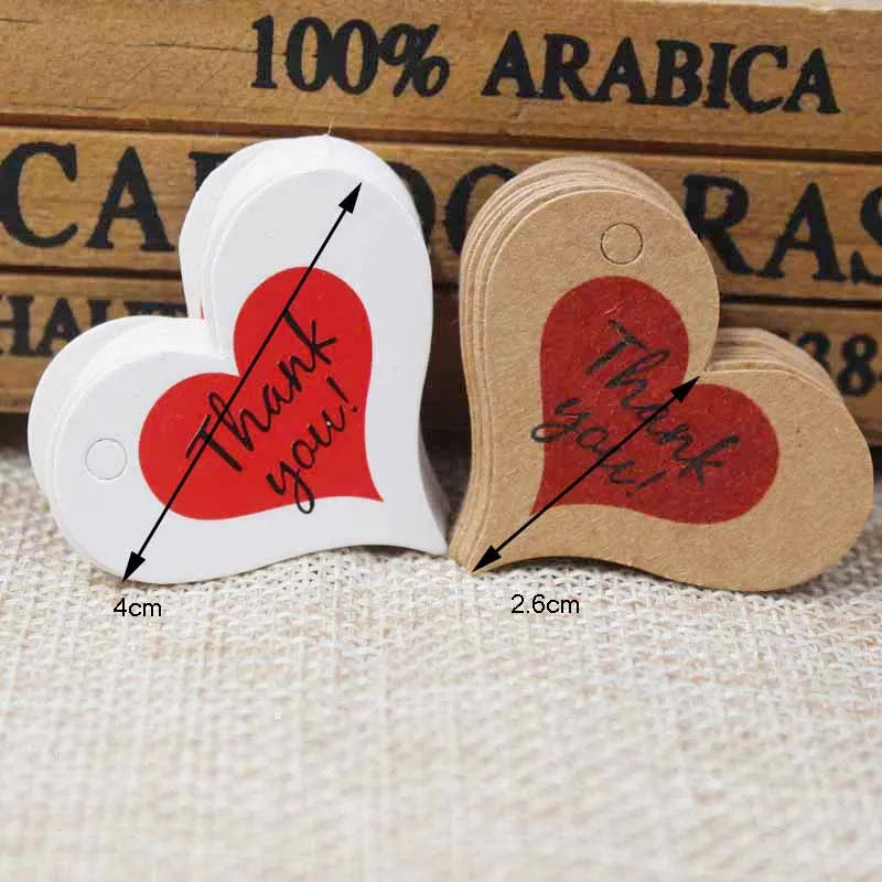 Handmade kraft paper tags with red heart, vi gift tags