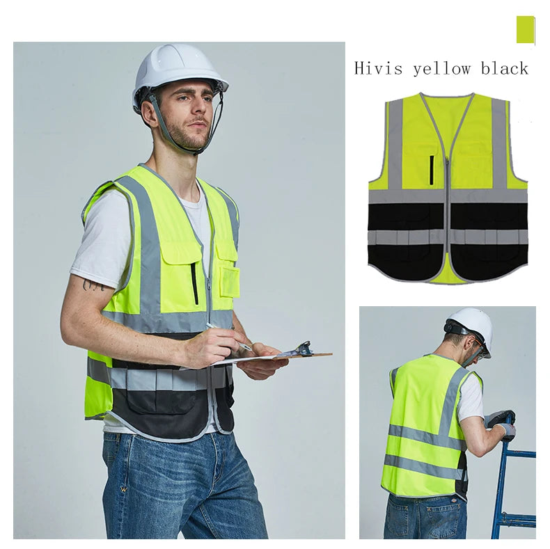 SFVest-Chaleco de seguridad reflectante de alta visibilidad para hombre, ropa de