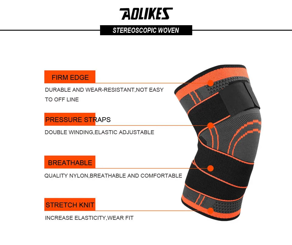 AOLIKES-rodillera protectora profesional para deportes, 1 unidad, rodillera de v