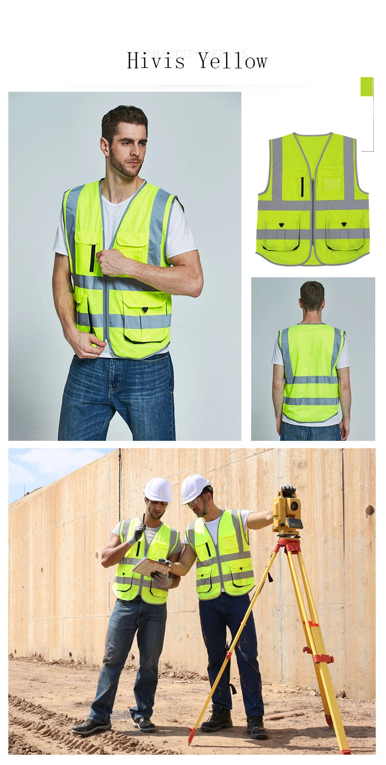 SFVest-Chaleco de seguridad reflectante de alta visibilidad para hombre, ropa de