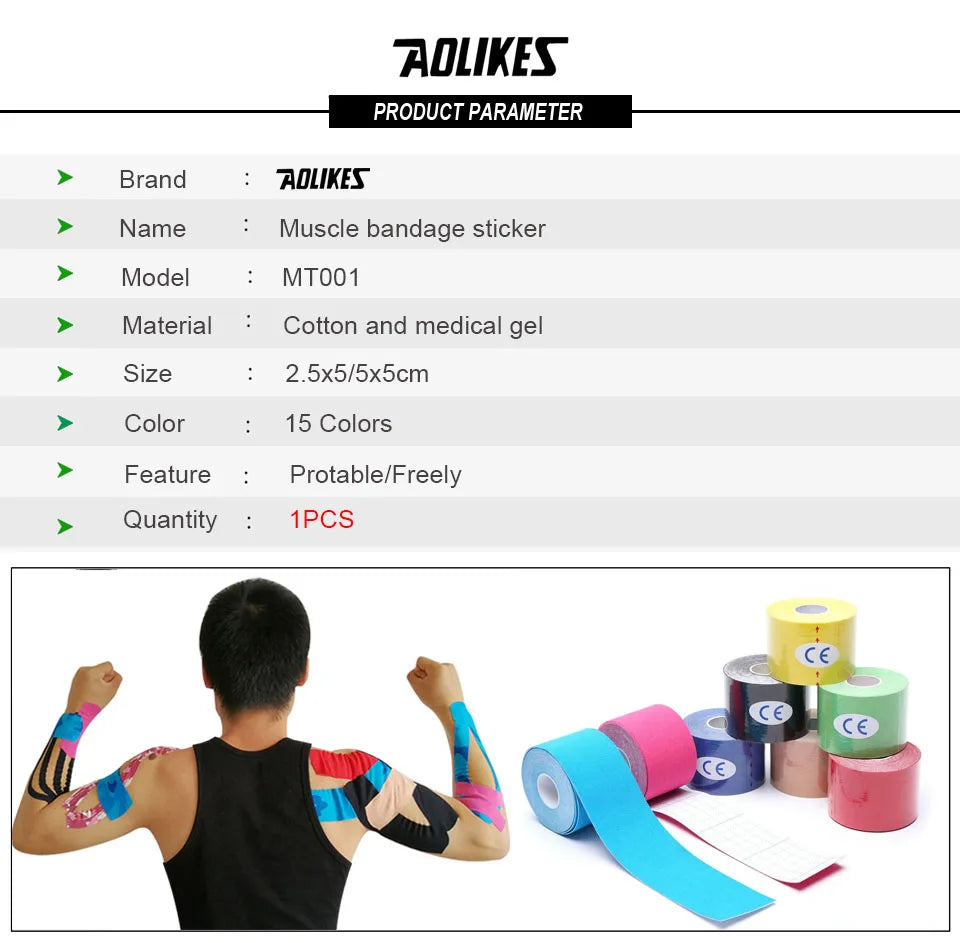 AOLIKES Kinesiology Tape Sports Bands Waterproof and Breathable 