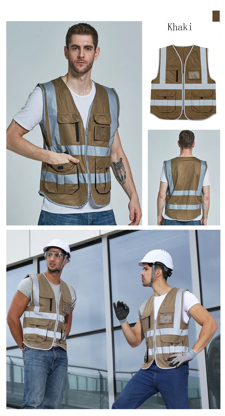 SFVest-Chaleco de seguridad reflectante de alta visibilidad para hombre, ropa de