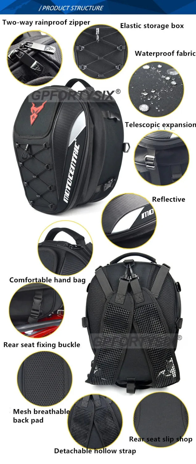 Bolsas para asiento trasero de motocicleta, mochila impermeable multifuncional p