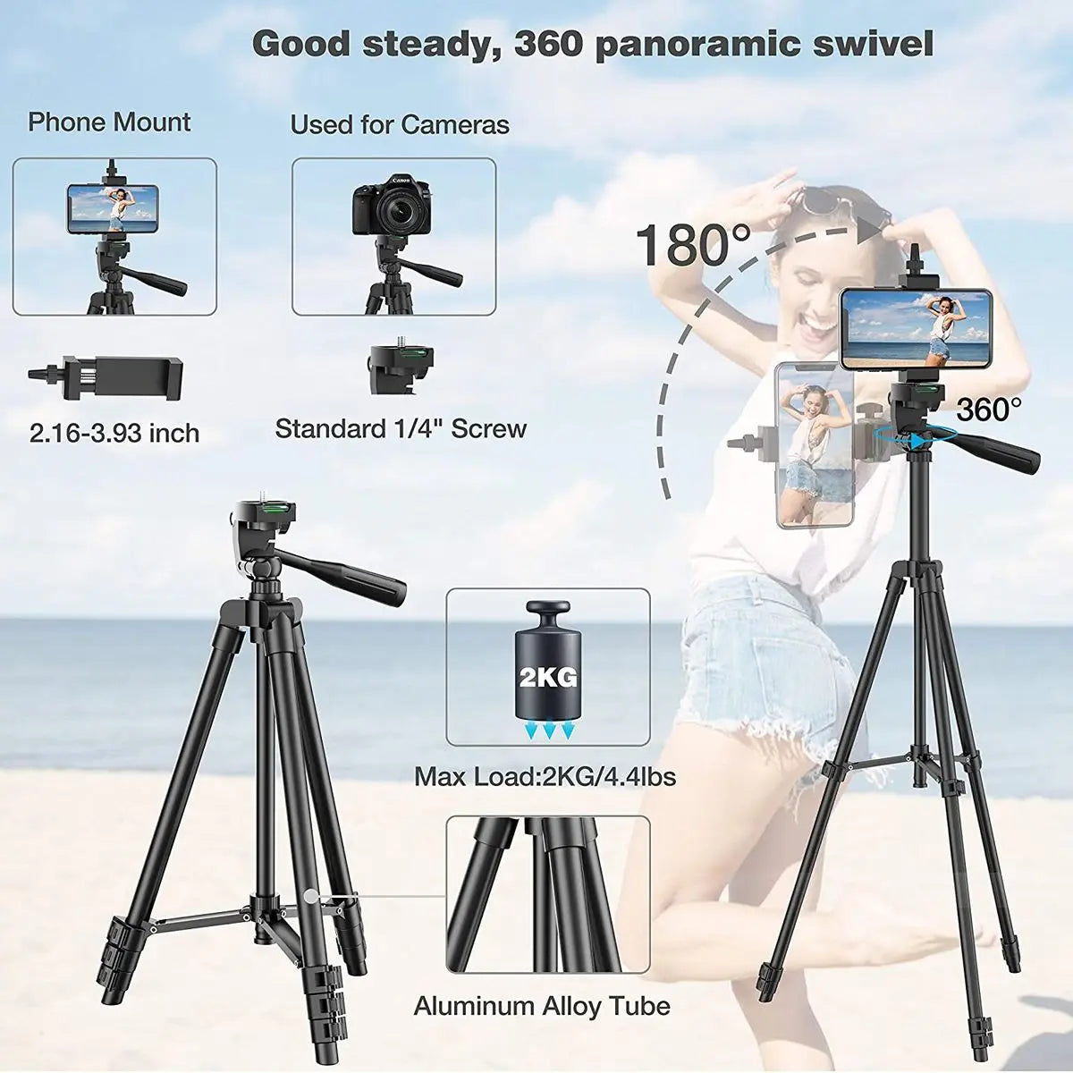 DSLR trípode Flexible extensible, soporte ligero de viaje, Control remoto para teléfono móvil, montaje de cámara Gopro en vivo, Youtube