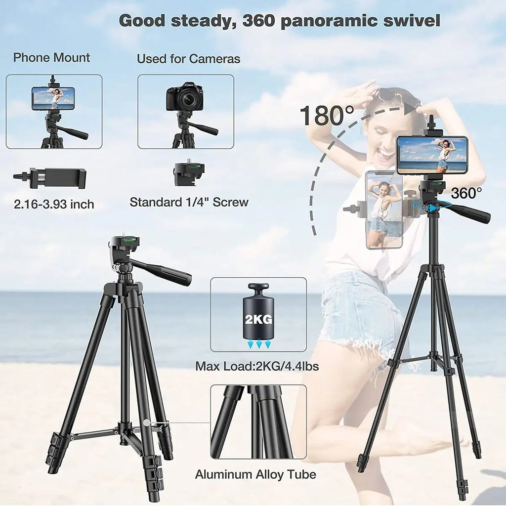 DSLR trípode Flexible extensible, soporte ligero de viaje, Control remoto para teléfono móvil, montaje de cámara Gopro en vivo, Youtube