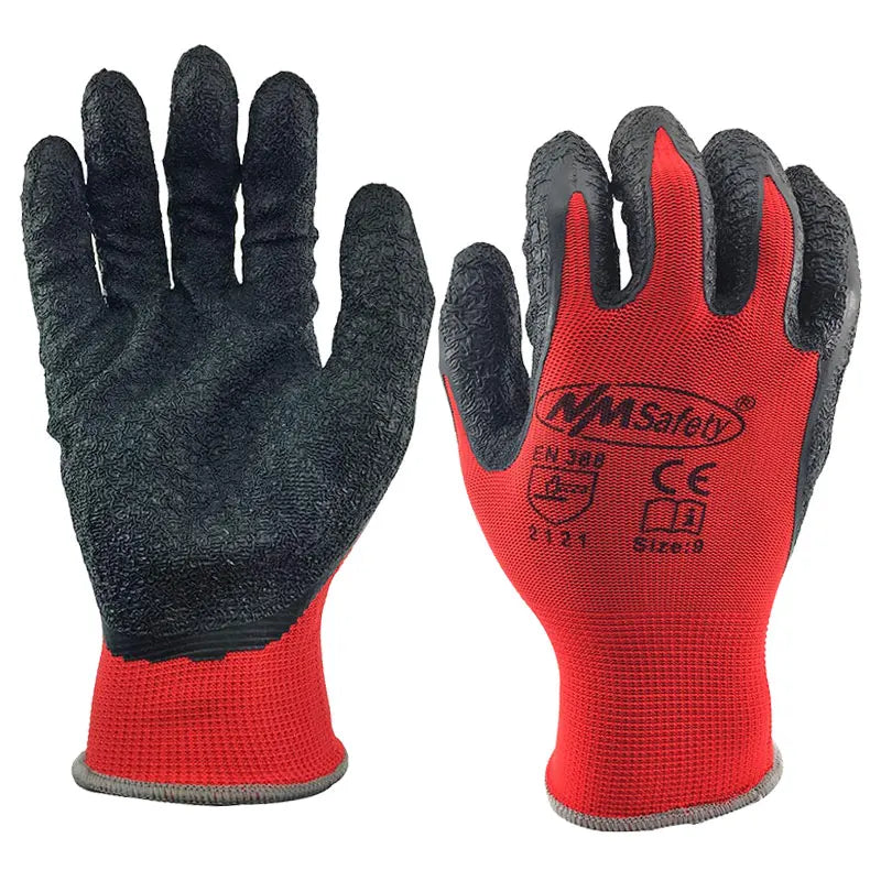 12 Pares de Guantes de látex para trabajo de seguridad para hombres o mujeres, guantes de poliéster