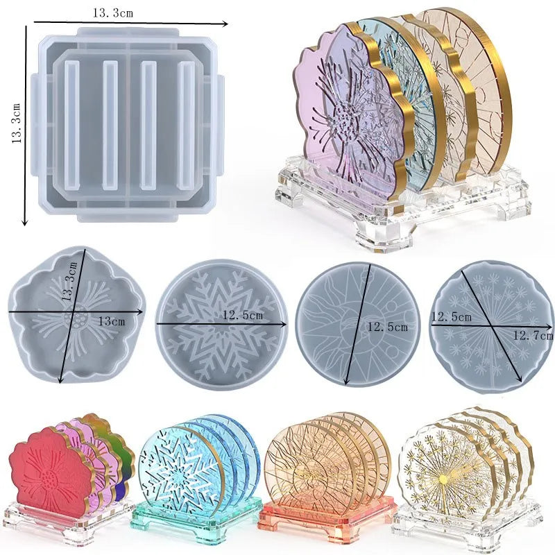 Molde de silicona de cristal DIY, plato de fruta de tres capas, disco de placa de té, moldes de resina epoxi, almohadilla de taza, molde para arte de resina, decoración del hogar