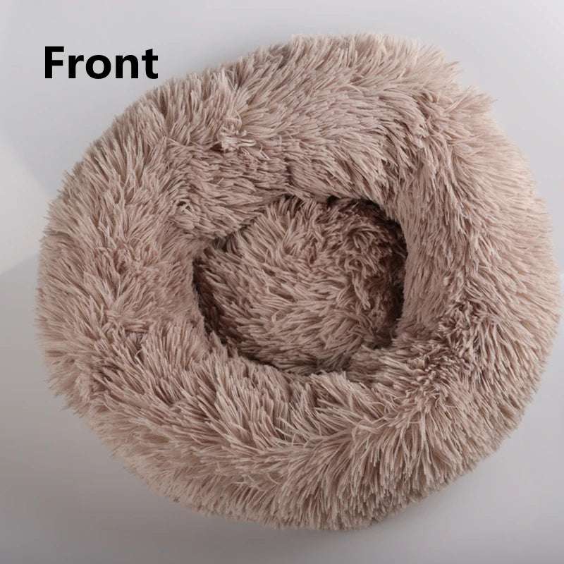 Super Soft Round Pet Bed Long Plush Dog House for Medium Dogs 