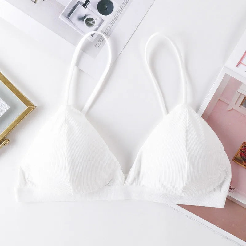 Sujetador Bandeau Sexy Crop Top delgado con tirantes finos sin costuras, Top de