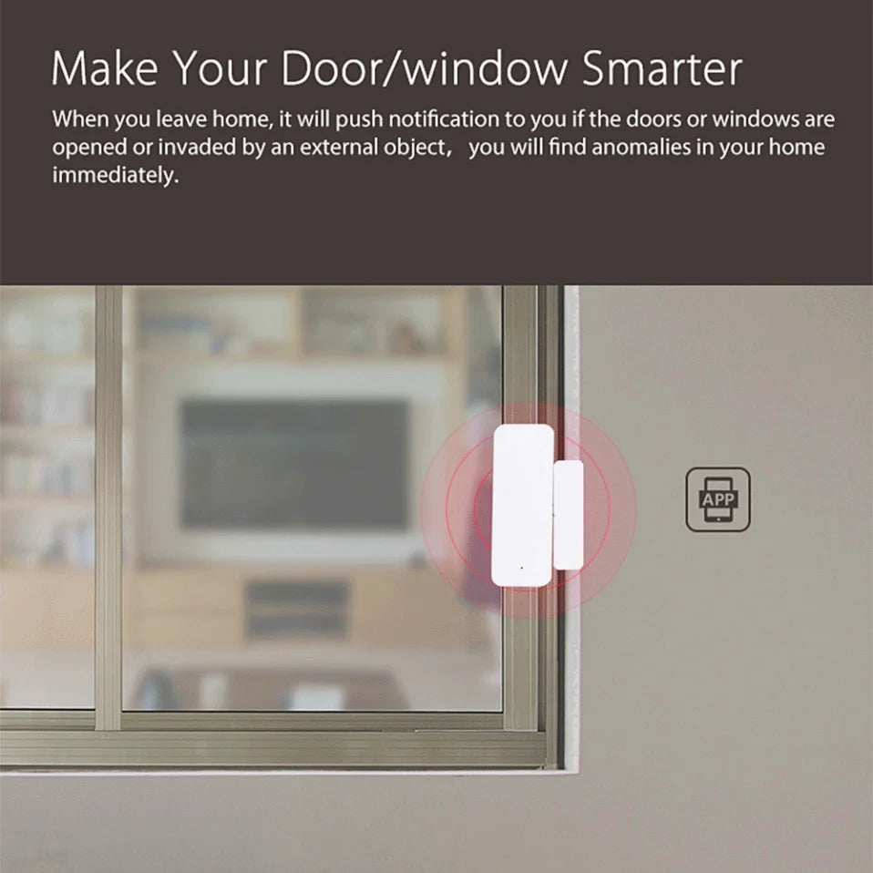 Sensor de puerta Tuya Zigbee con WiFi, Detector abierto y cerrado, alarma inteligente para el hogar, protección de seguridad, funciona con Aleax Smart Life