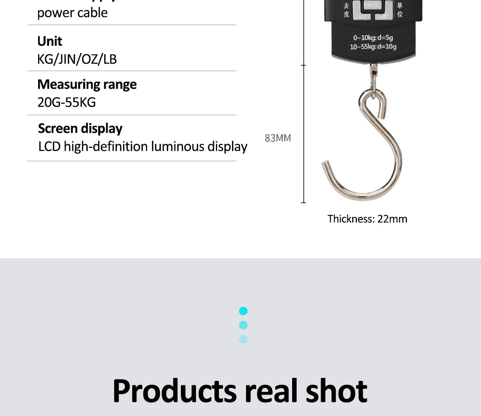 USB Charging Electronic Digital Scale Hanging Hook Weight Scale 