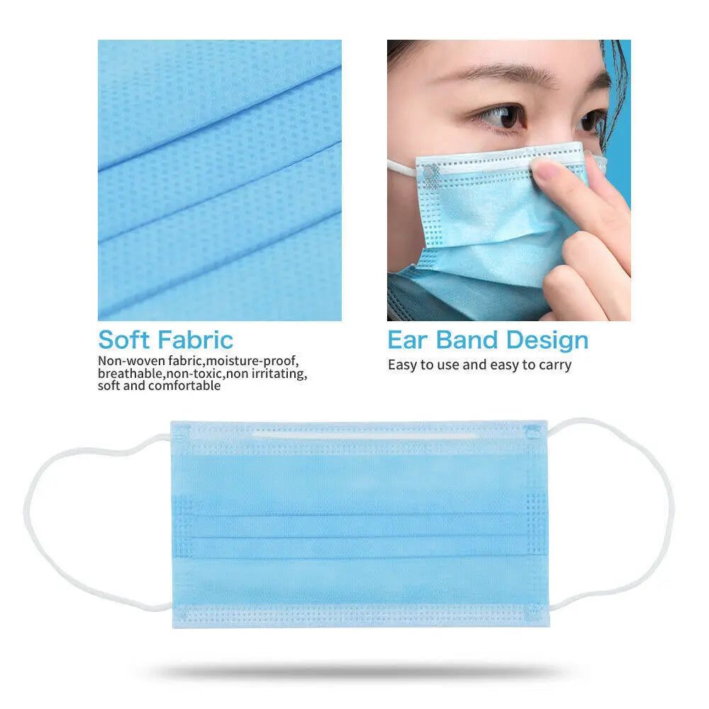 Mascarilla desechable con correa para las orejas, máscara facial transpirable d