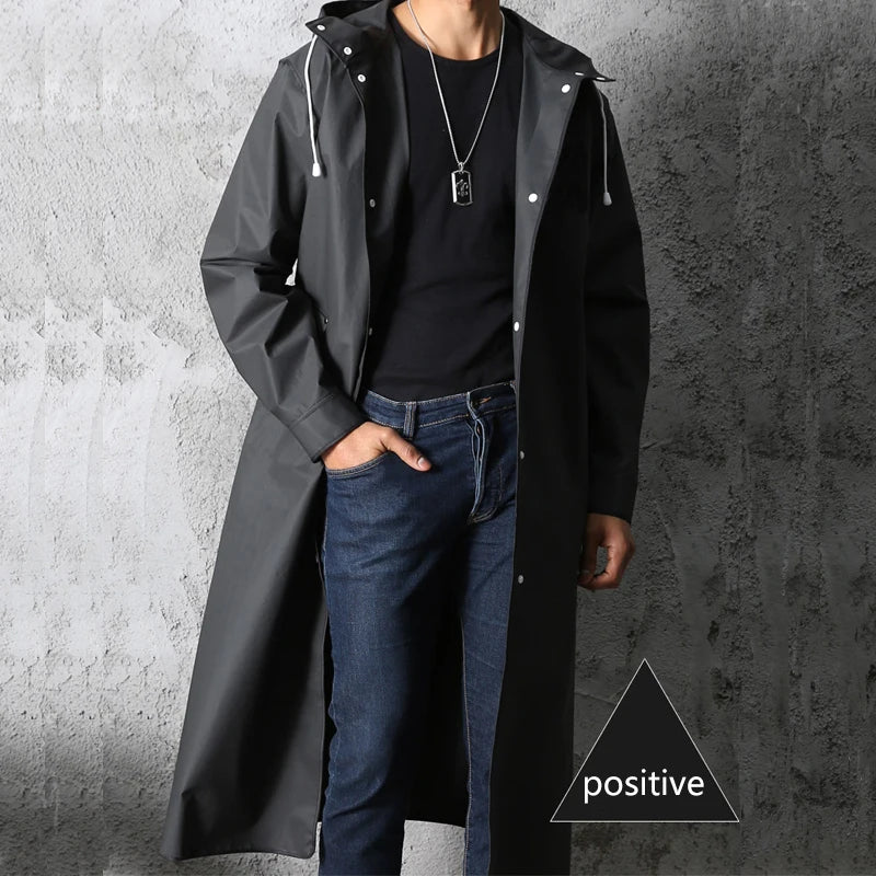 Adult Waterproof Long Raincoat Outdoor Hooded Rain Coat 